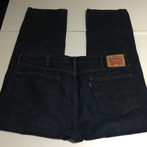 Levi's 505 Jeans Size 40x30 Mens Regular Fit Dark Wash - Picture 3 of 9